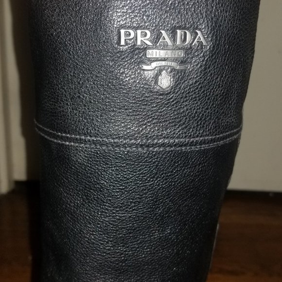 NIB! Prada Pebbled Leather Riding Boots - Size 39 - Picture 7 of 9